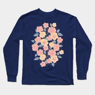 Pale pink and yellow bindweed flowers Long Sleeve T-Shirt